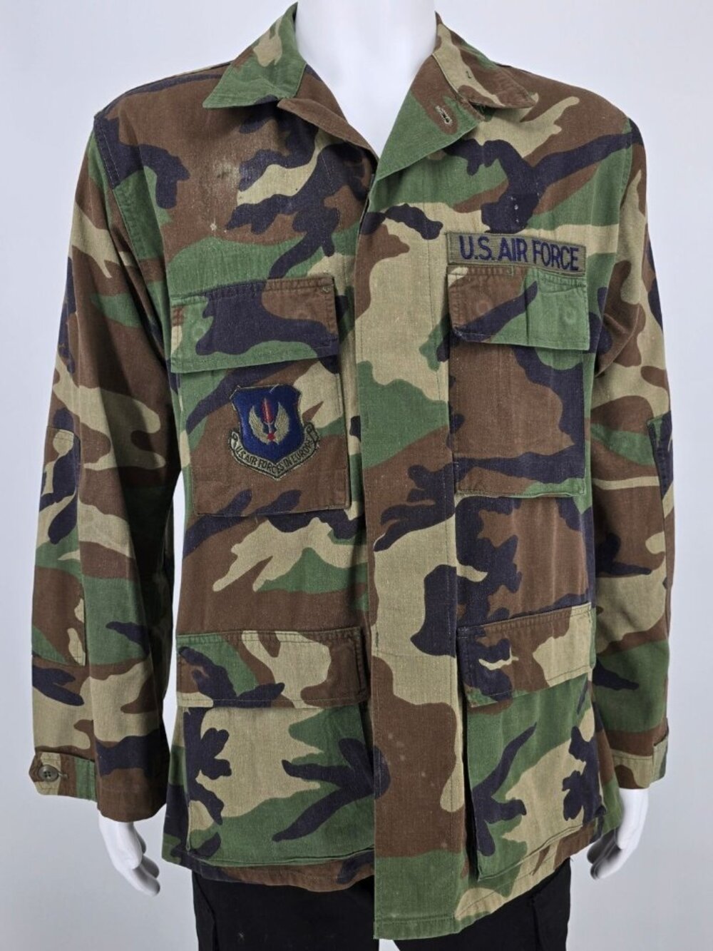 Vintage 1986 U.S. Air Forces in Europe BDU Woodland Camo Pattern Combat Coat (M)